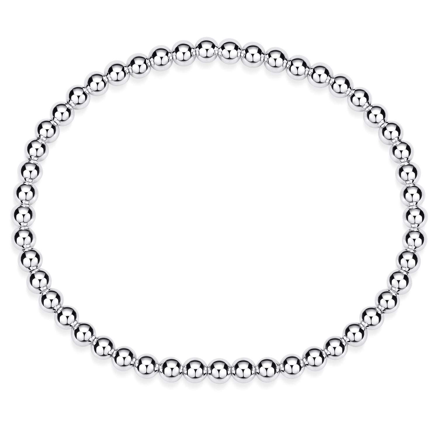 MATERIA Bracciale Elastico Donna Argento 925 - Sfere Da 4 Mm, Fatto In Germania, Taglia S (16-17,5 Cm) - 3