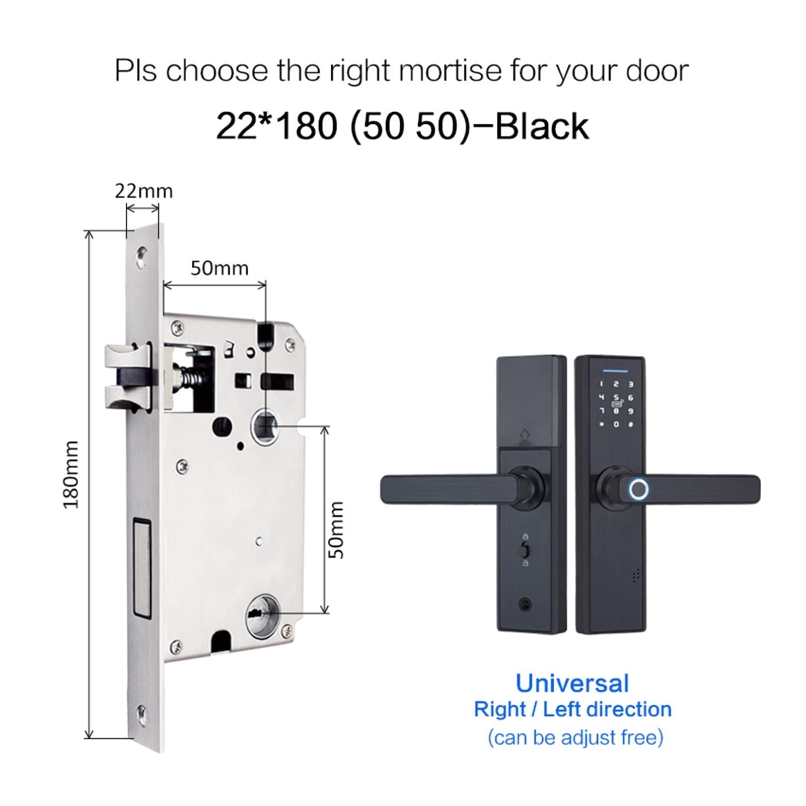VChics Serrure de porte intelligente, APP WIFI SMART TIGHIGHTER Serrure de porte, verrouillage électronique, Smart Bluetooth Digital App Code du clavier serrure sans clé(180mm 5050)