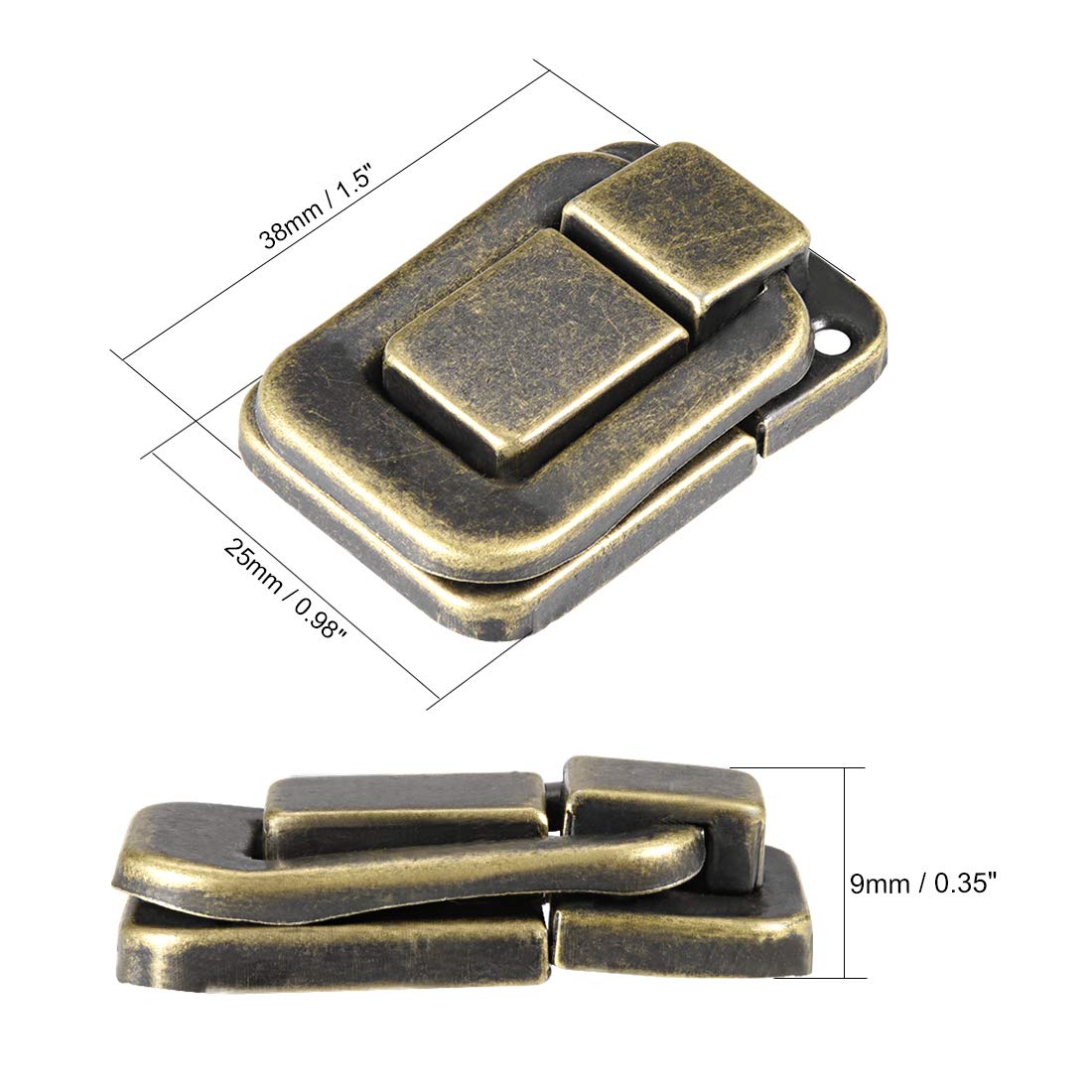 Sourcing Map Basculer Loquet 38mm Bronze Décor Loquet Bijoux Bois Boîte Capture 2pc