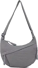 Bolsa tiracolo crescente feminina, bolsa Hobo de nylon folgada, bolsa de ombro espaçosa, bolsa tiracolo