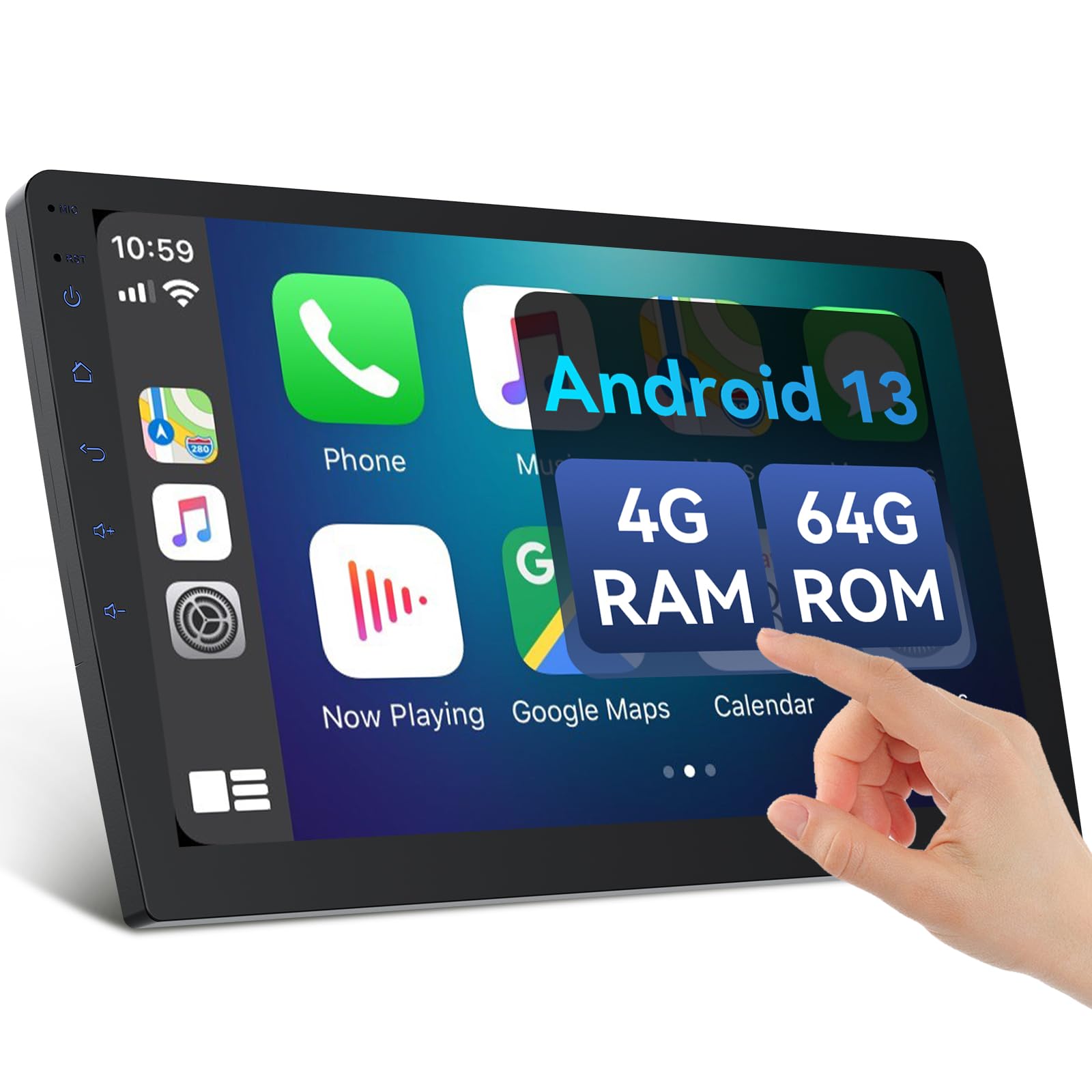 Haudio 9“ Double Din Car Stereo with Wireless Apple Carplay & Android Auto, Touchscreen R…