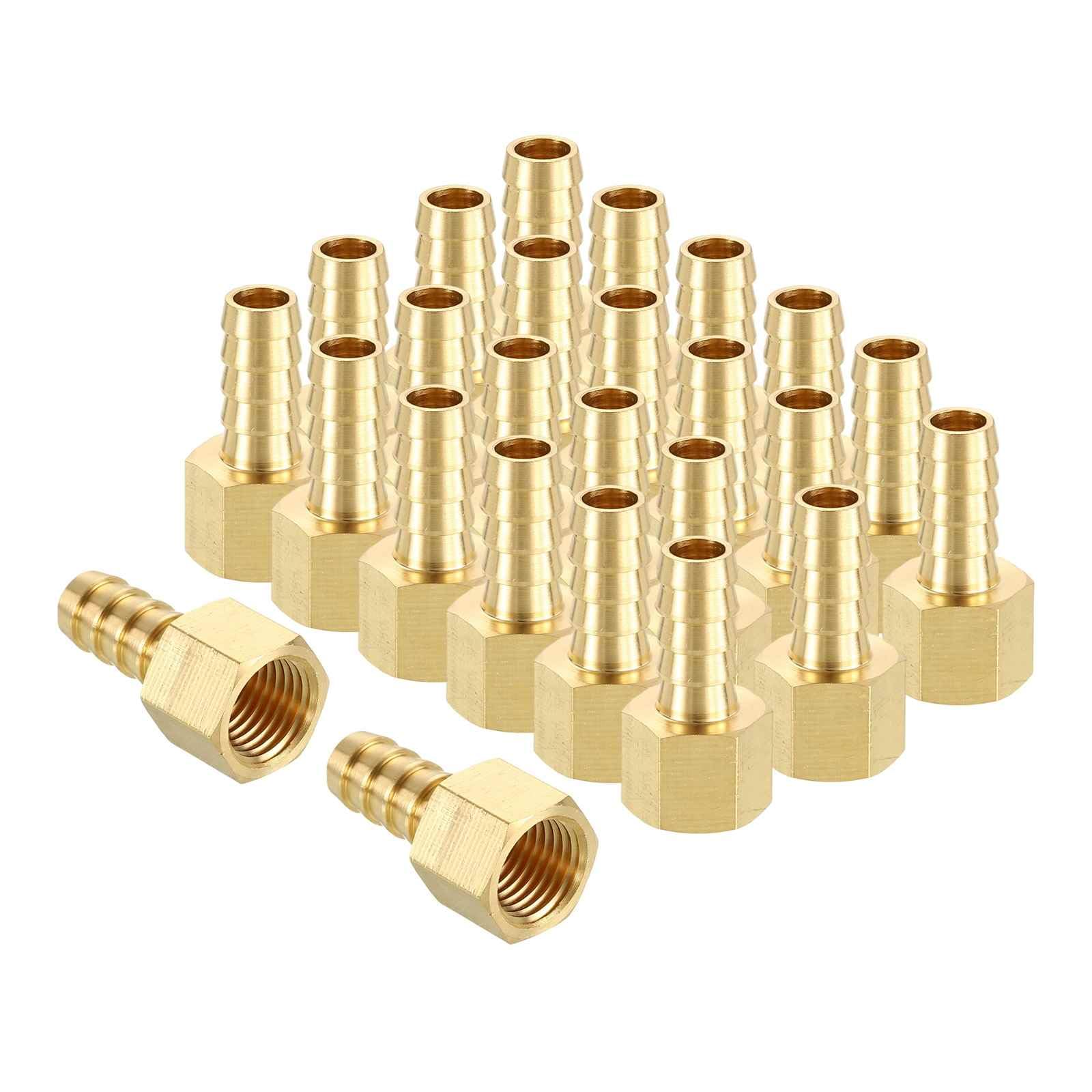 HARFINGTON 25pcs 3/8" to 1/4" NPT Female Brass Hose Barb Fitting Metals Splicer Mender for 3D Printing, Air Compressor, CNC Machine, Dies