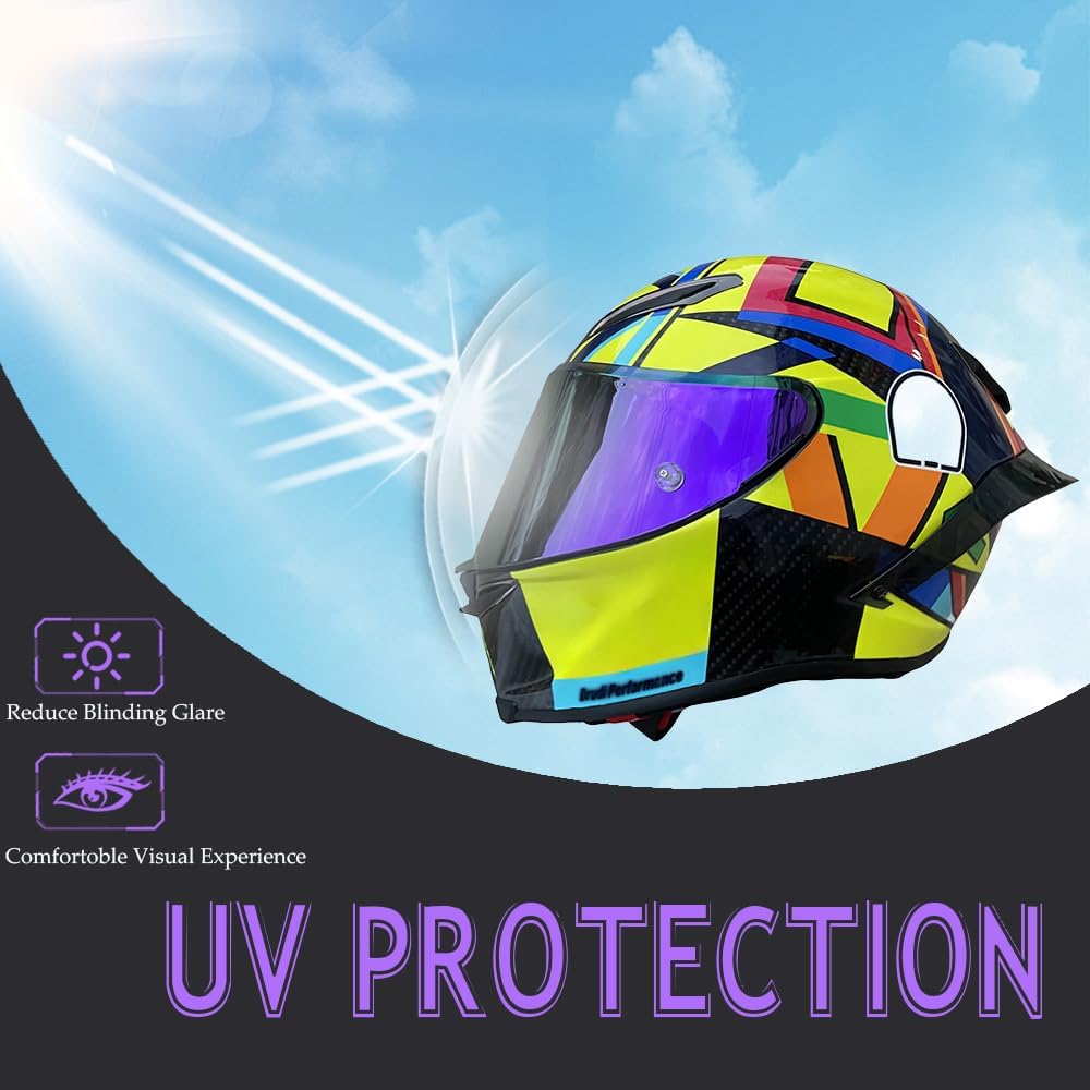 Pista GPR Helmet Visor for AGV Pista GPRR, Pista GPR, Corsa-R Helmet Face Shield Visor Windshield Uv-Protected(Revo Purple-Day use only)