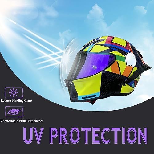Miniatura 4 de Pista Shield Reemplazo para AGV Pista GPR, Corsa-R, Pista GPRR Face Shield Race3 Visor Protección UV (Revo Purple Day)