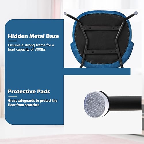 Miniatura 5 de Giantex Juego de 2 sillas de comedor modernas de terciopelo cómodas sillas de escritorio para sala de estar dormitorio sillas de comedor tapizadas