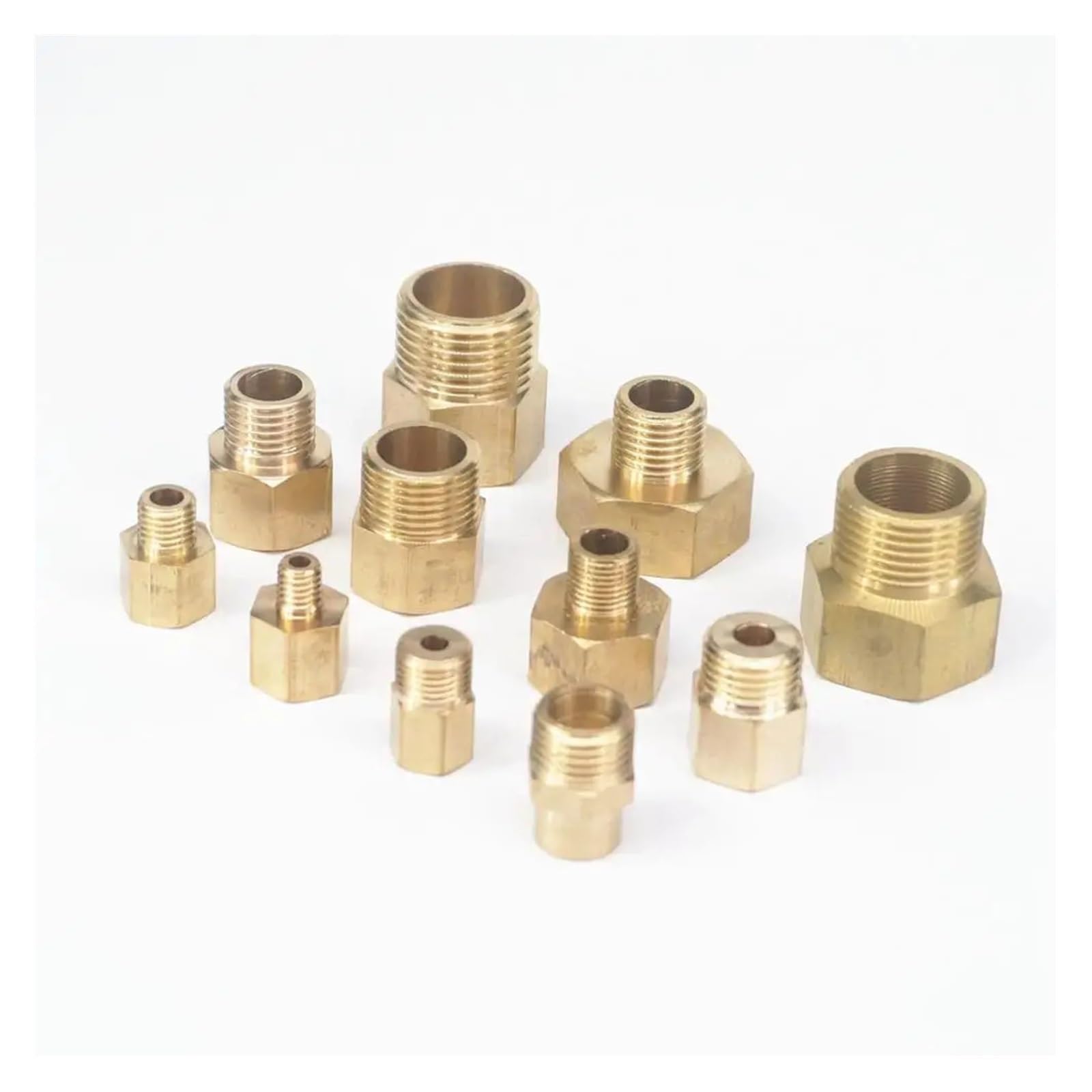 PKNVKZIDK 2pcs 1/4" BSP Male to M12x1.5mm Female Brass Reducer Reducing Fitting Bush for Pressure gauge
