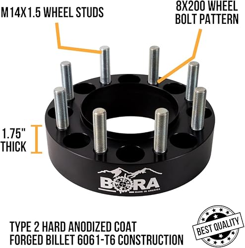 Motorsport-Tech Bora - Espaciadores de rueda para Ford F-350 DRW 2005+ - Espaciador de rueda centrado en buje de 8 x 200 - Orificio central de 5.591
