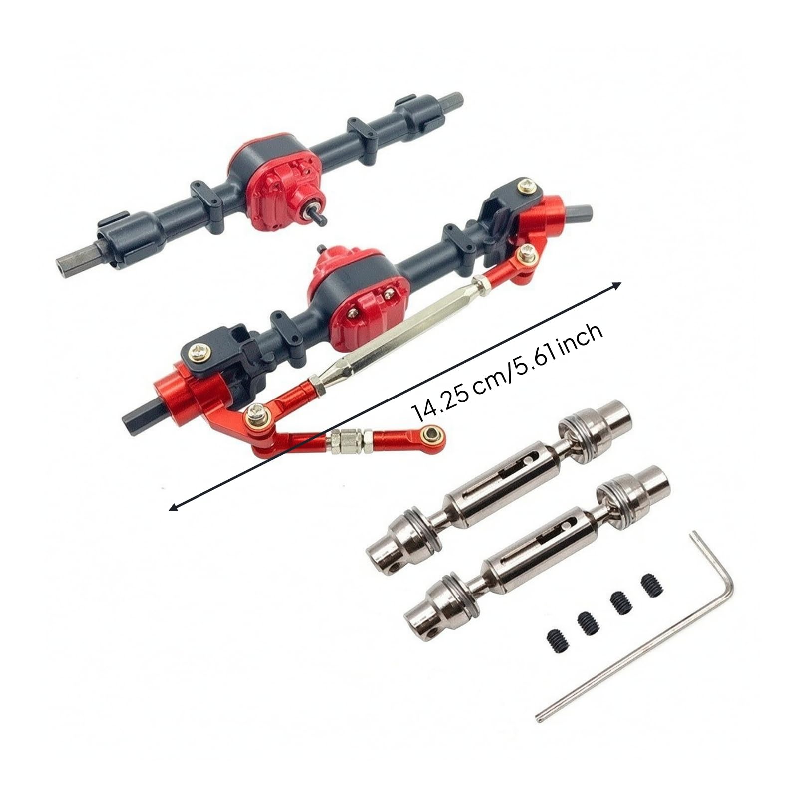 Set di Aggiornamento Trasmissione con Chiave Pratico Kit Assale Anteriore e Posteriore in Metallo Realistico per Hobbisti, Nero
