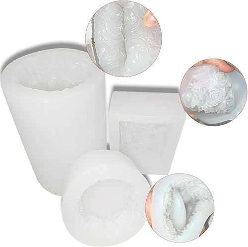 Miniatura 5 de Acxydm 3 moldes de silicona para el día de San Valentín, molde grande para velas de pilar y moldes de flores, moldes de silicona para velas de rosa,
