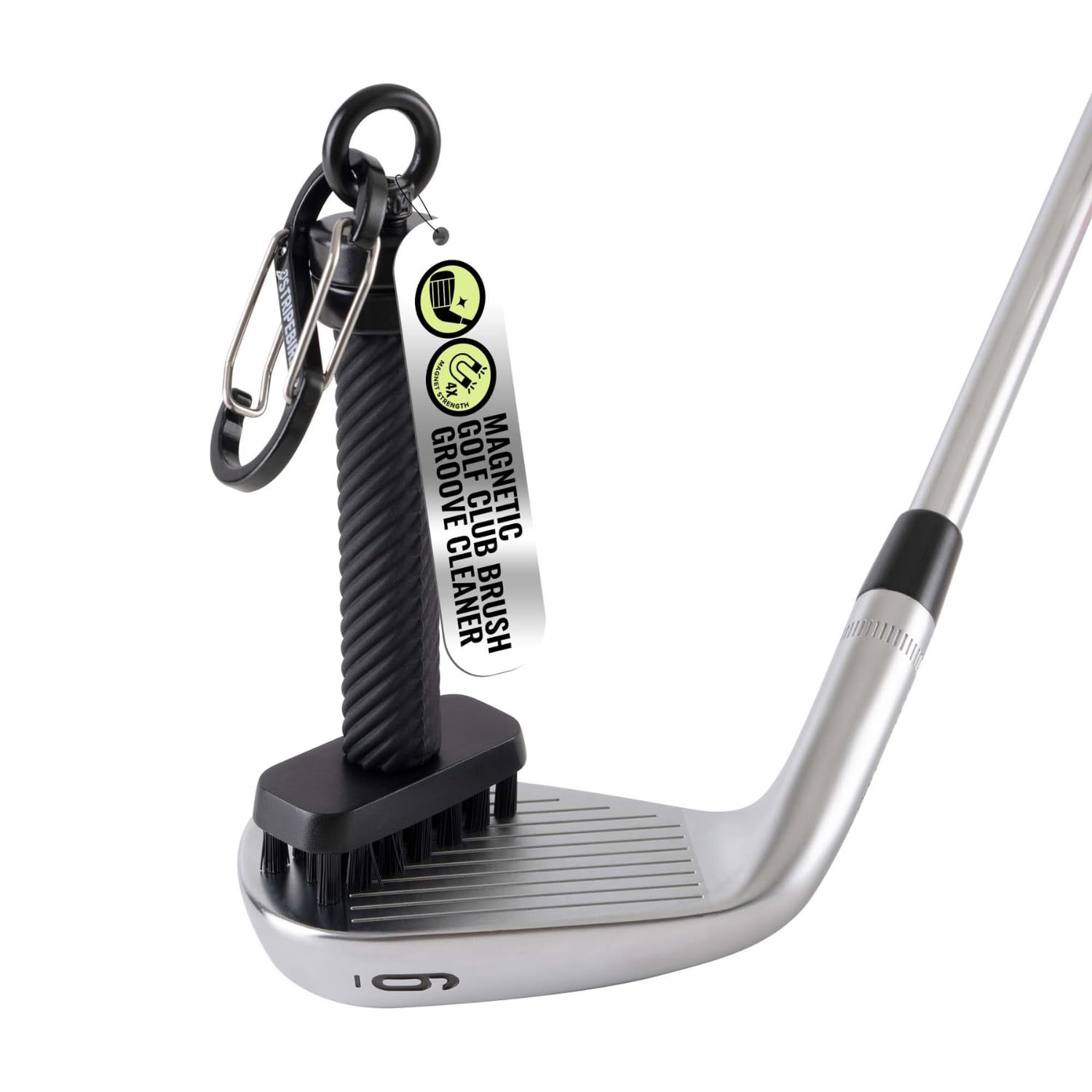 Stripebird Black - Magnetic Golf Club Brush Groove Cleaner (Black) - Detachable - Premium Nylon Bristles - Golf Bag Accessories - Golf Club Cleaner Brush - Golf Accessories - Golf Ball Cleaner - Golf Tool