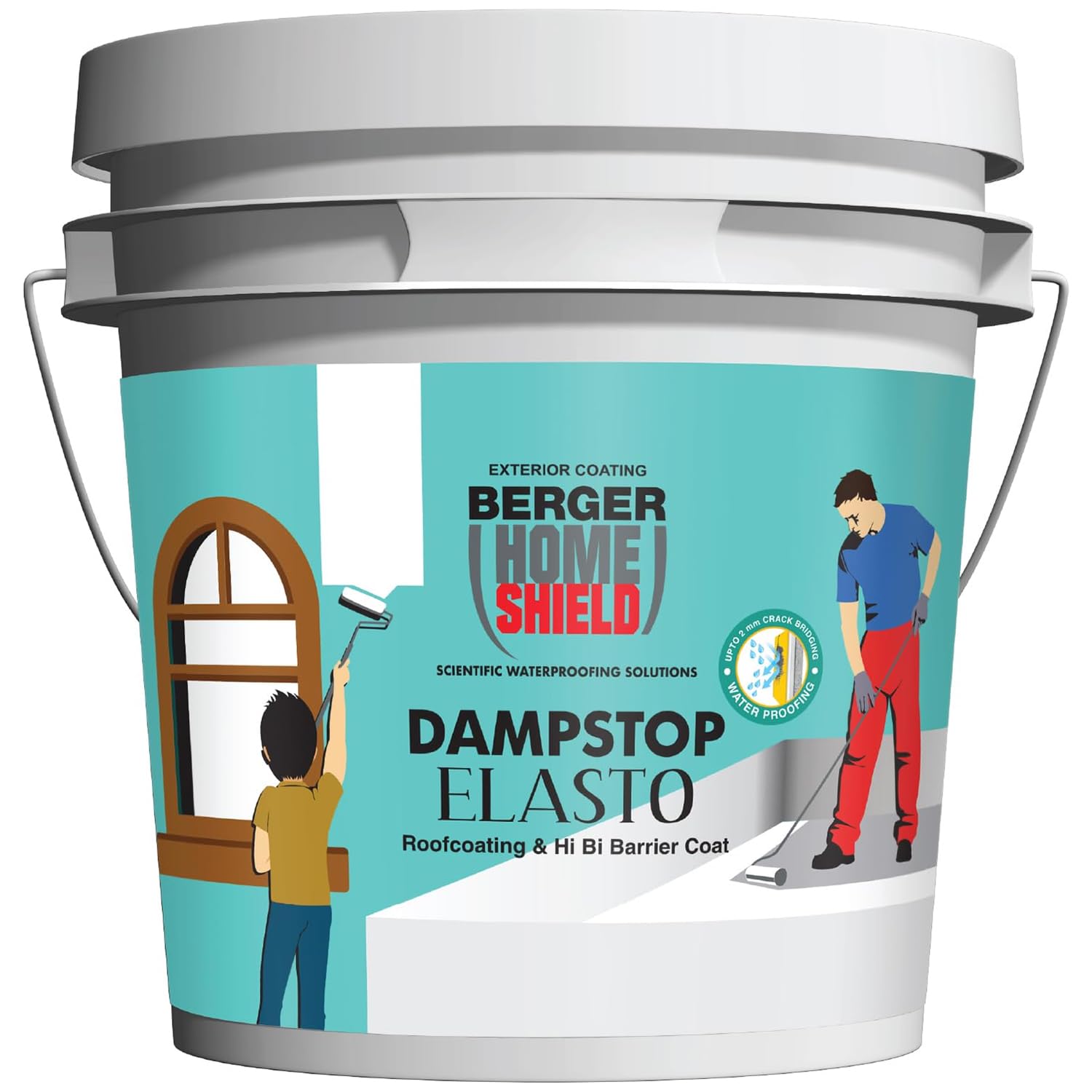 BERGER HomeShield Dampstop Elasto Waterproofing Membrane Damp Proof Basecoat for Exterior Walls Self Priming Anti-Carbonation Solution (4L, White)