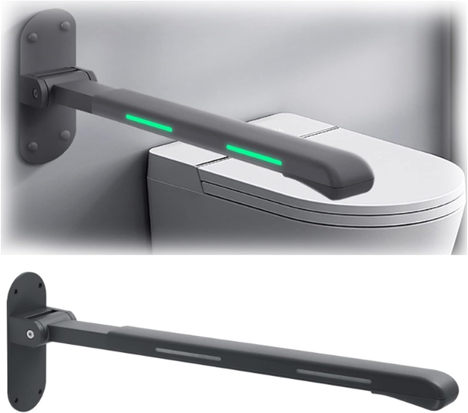 Barra De Agarre for Inodoro Plegable Abatible Hacia Arriba, Soporte De Seguridad Montado En La Pared, Asistencia De Equilibrio Antideslizante, Manija De Ducha De Baño Con Indicadores