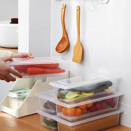 Miniatura 5 de Recipientes ahorradores para refrigerador, bandeja de drenaje extraíble para verduras, frutas apilables, congelador, refrigerador