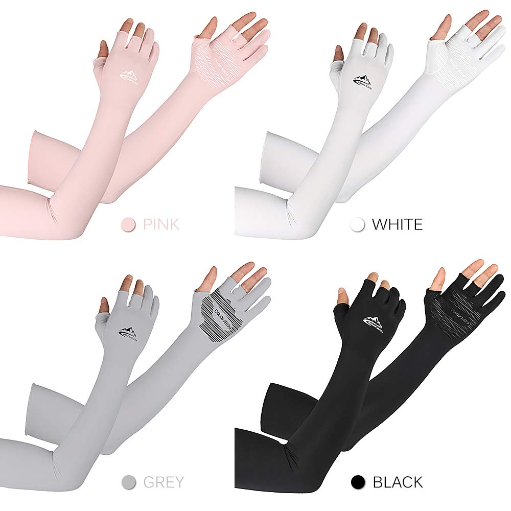 HUIOP Manicotti per braccio di raffreddamento con dita ergonomiche per uomo e donna, protezione solare, maniche lunghe per ciclismo, guida, corsa, golf, calcio, basket