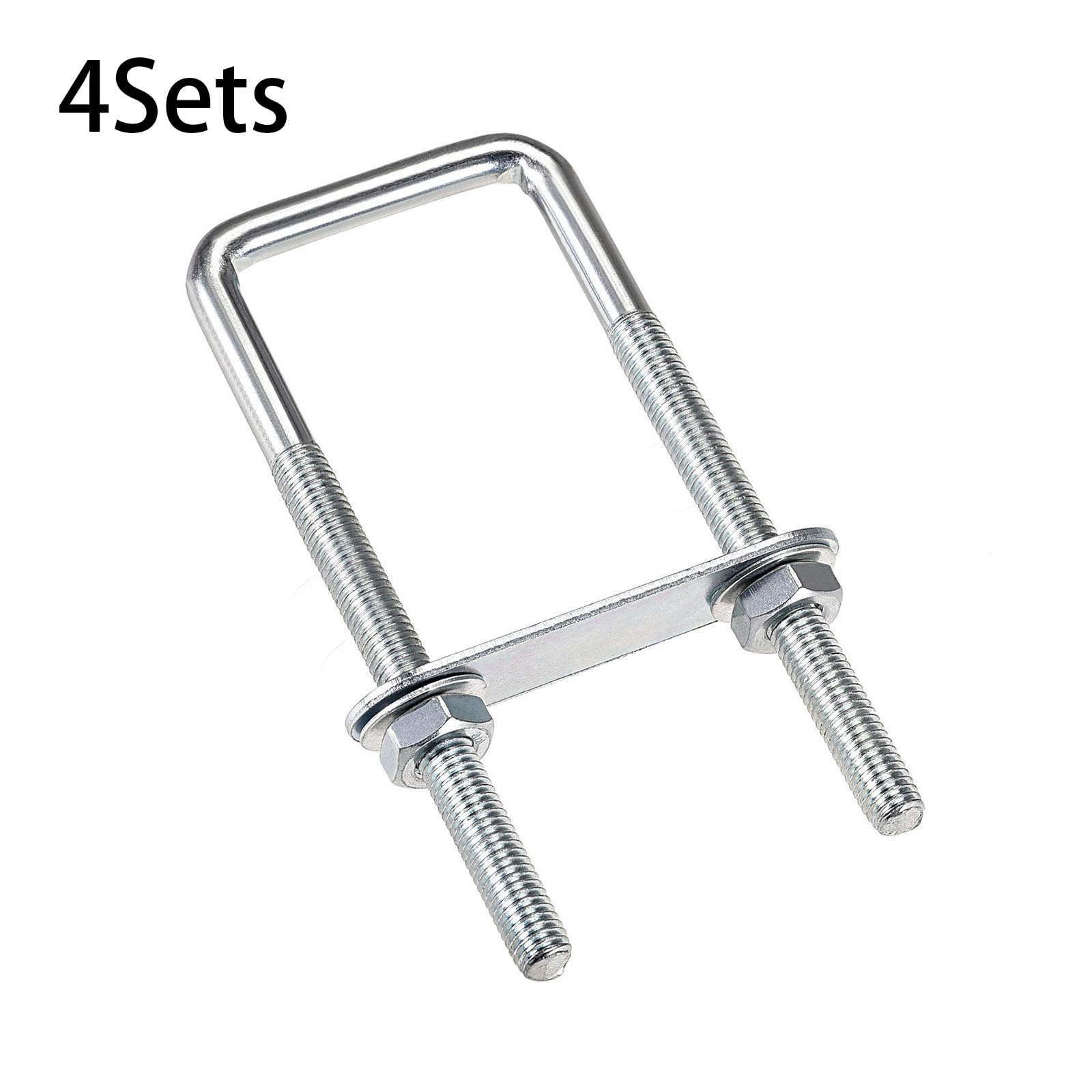TA-VIGOR 4 sets M8 Square U-Bolts, 40mm Inner Width 120mm Length Steel U-Bolts with Nut, Plate - Image 3