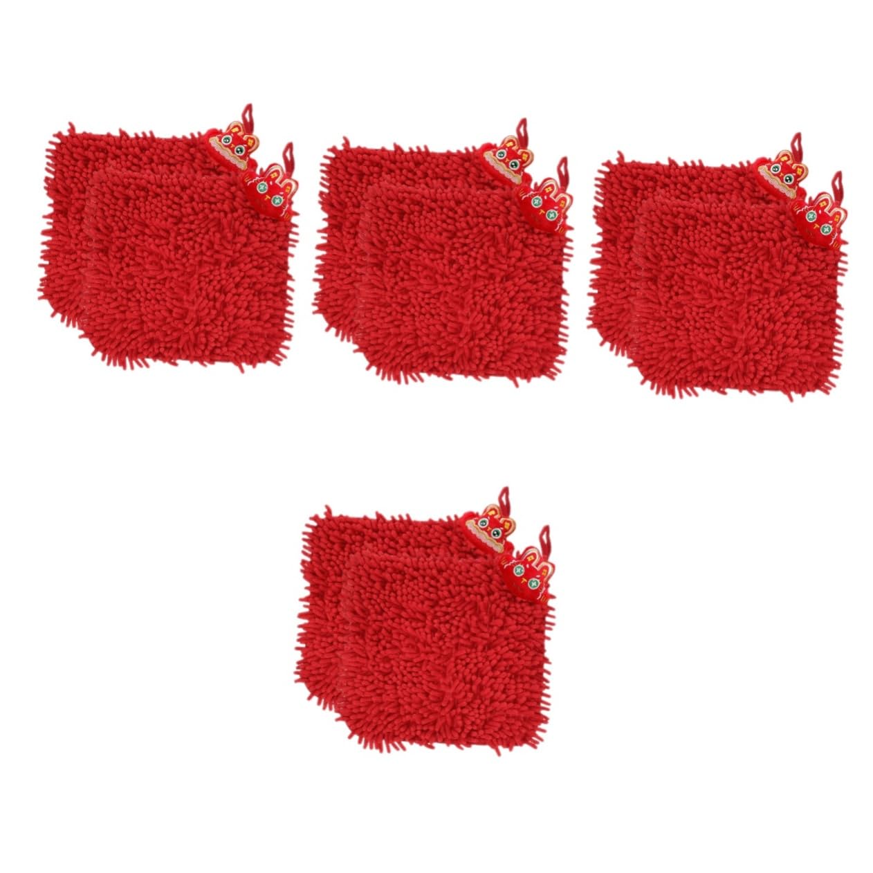 Alipis 4 Set Asciugamano Festivo Soffice Scratcher Peluche Assorbente Auto Kitchen Asciugatutto Fazzoletti Asciugamano Asciutto A Mano Asciugamano Per La Cucina Ciniglia Rosso 2 Pezzi * 4