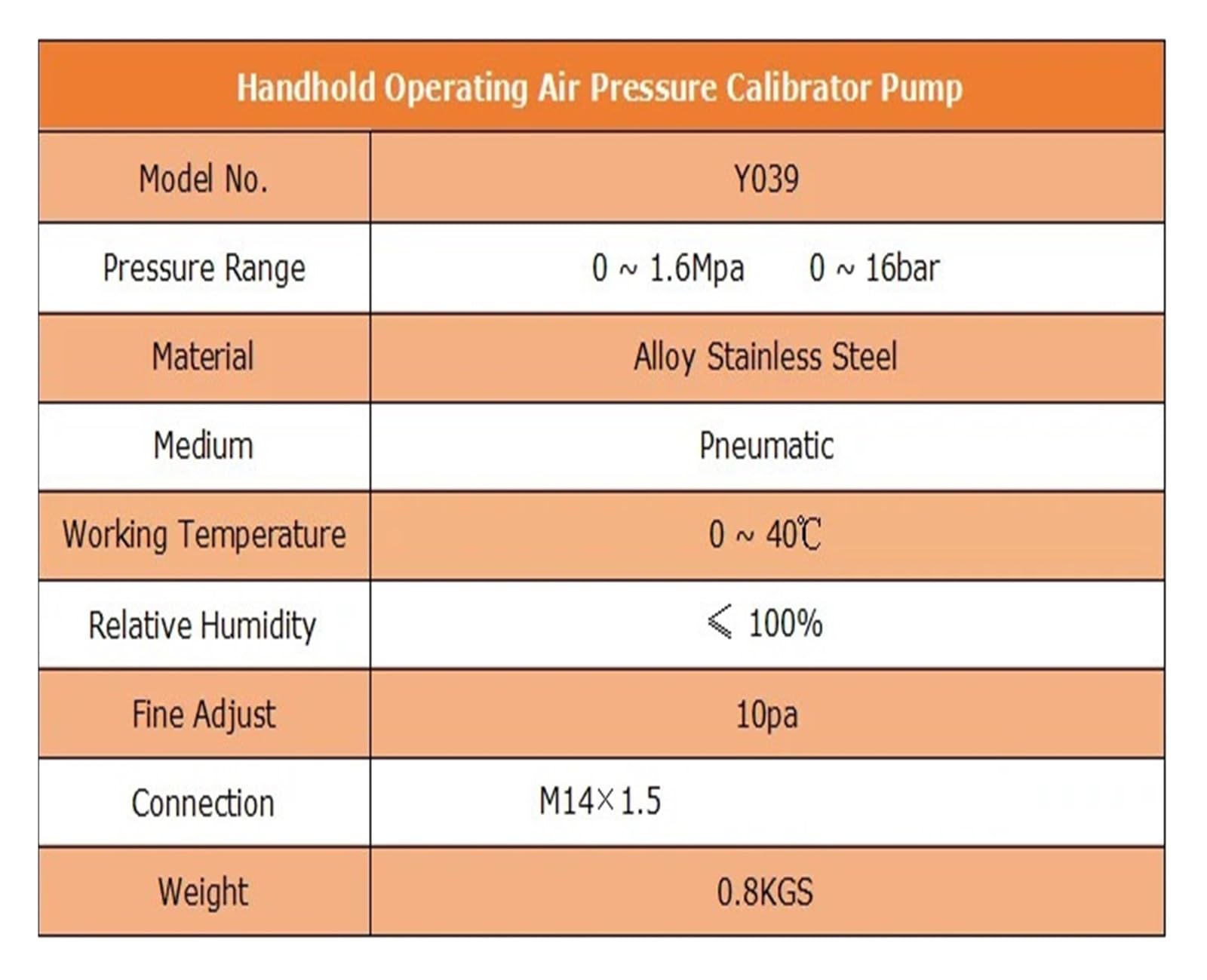 0~16bar bomba manual calibrador de presión de aire máquina de calibración de manómetro Y039