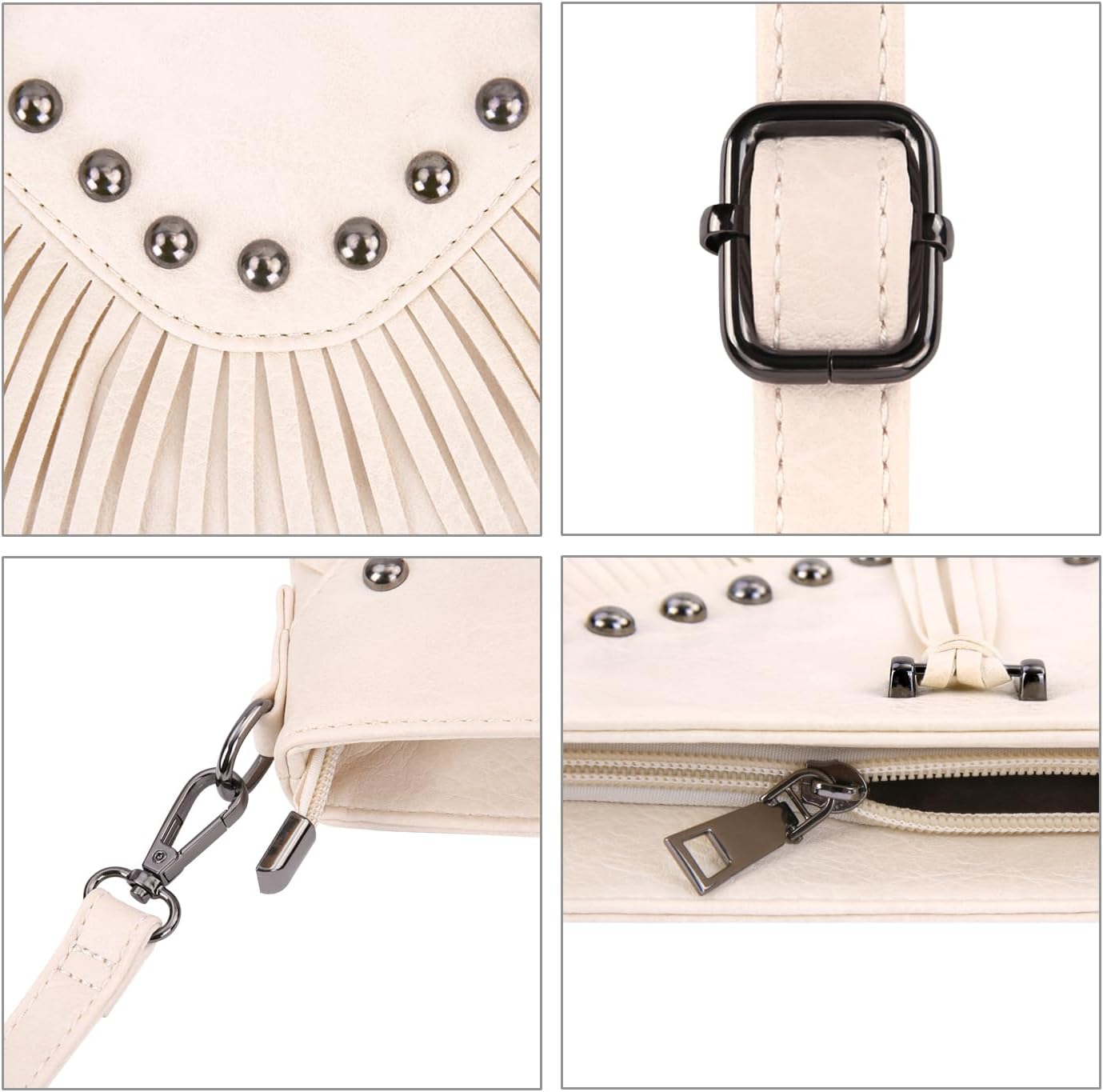 HDE Women's PU Leather Hobo Fringe Crossbody Tassel Purse Vintage Small Flap Envelope Handbag Western Sling Shoulder Bag - Image 6