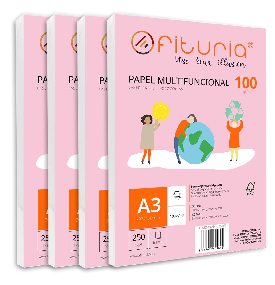 A3 100g Paper Pack with 1000 White Sheets, Multifunctional Paper for School Use and Work Environments - Ideal for Laser, Inkjet or Copier Printers - Ofituria