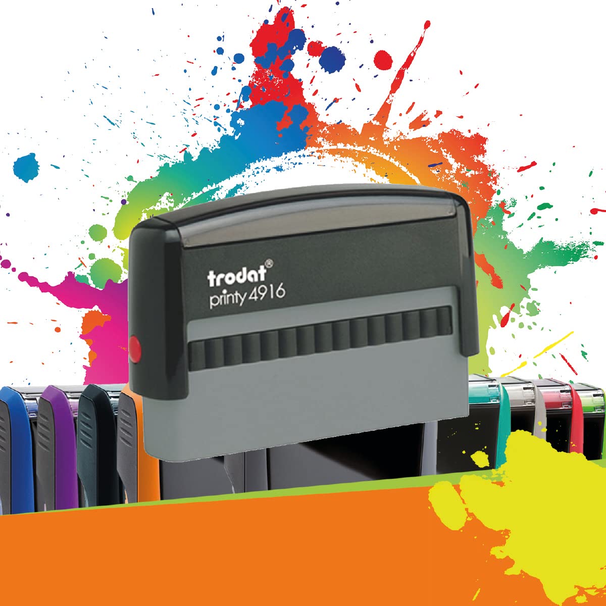 Trodat Printy 4916 - Professional Self-Inking Stamp with 2 Lignes Pour Chèques À Personnaliser - Text Plate 70 x 10 mm Included (Black)