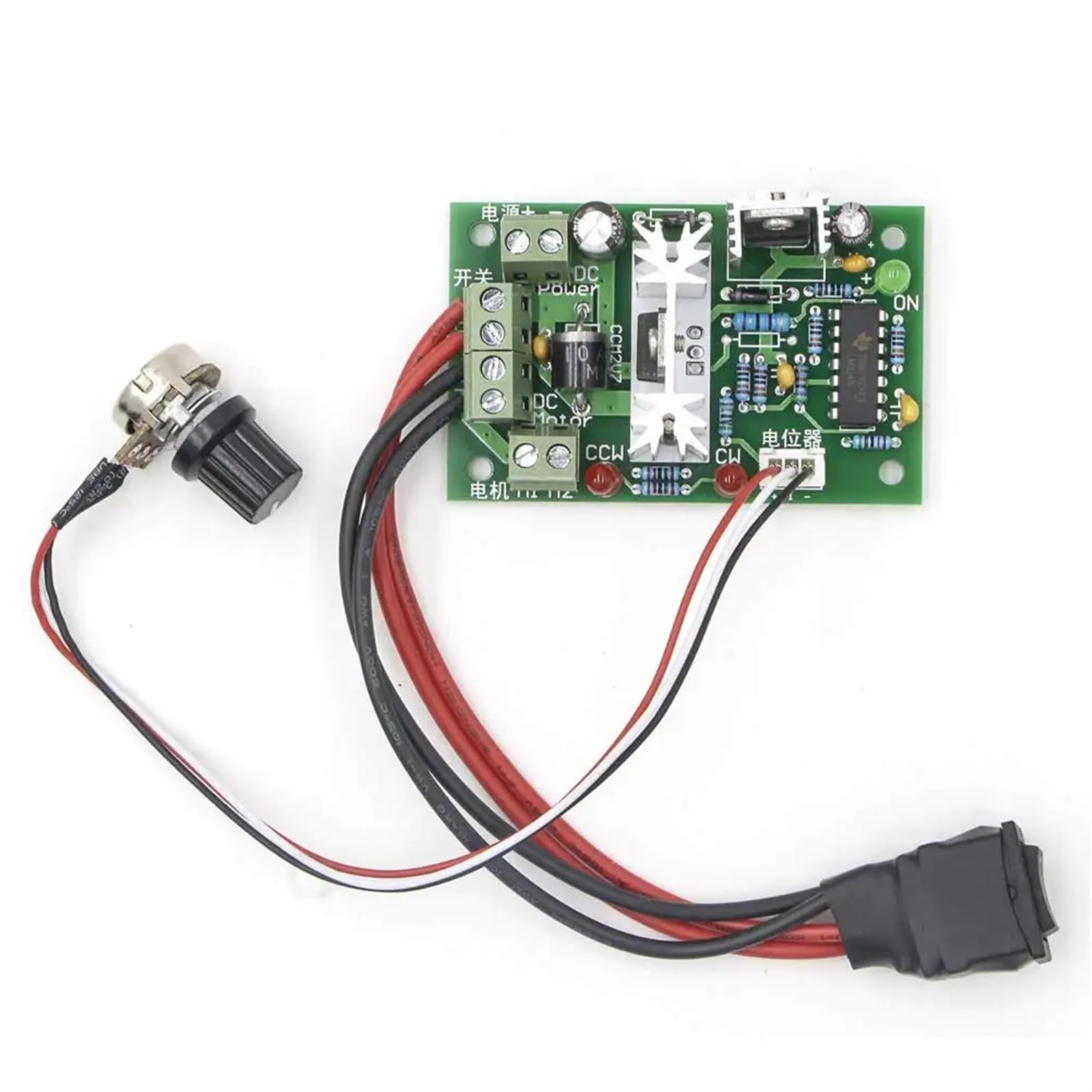 Controlador PWM de velocidad del Motor de CC ajustable actualizado 10V 12V 24V 30V interruptor de marcha atrás 120W