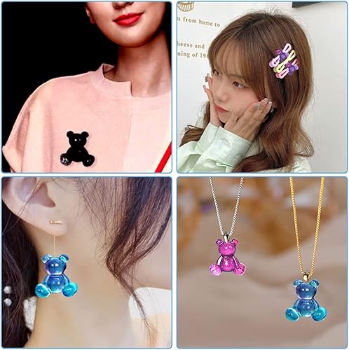 Miniatura 3 de 3 moldes de resina de oso, moldes de silicona de corazón, moldes de resina epoxi para joyería pequeña, molde de fundición de dije de cristal para