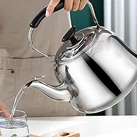 Vista 4 de Hervidor de té silbante, estufa de hervidor de té de acero inoxidable de 2L con mango anti-caliente, ollas de té hirviendo de agua caliente