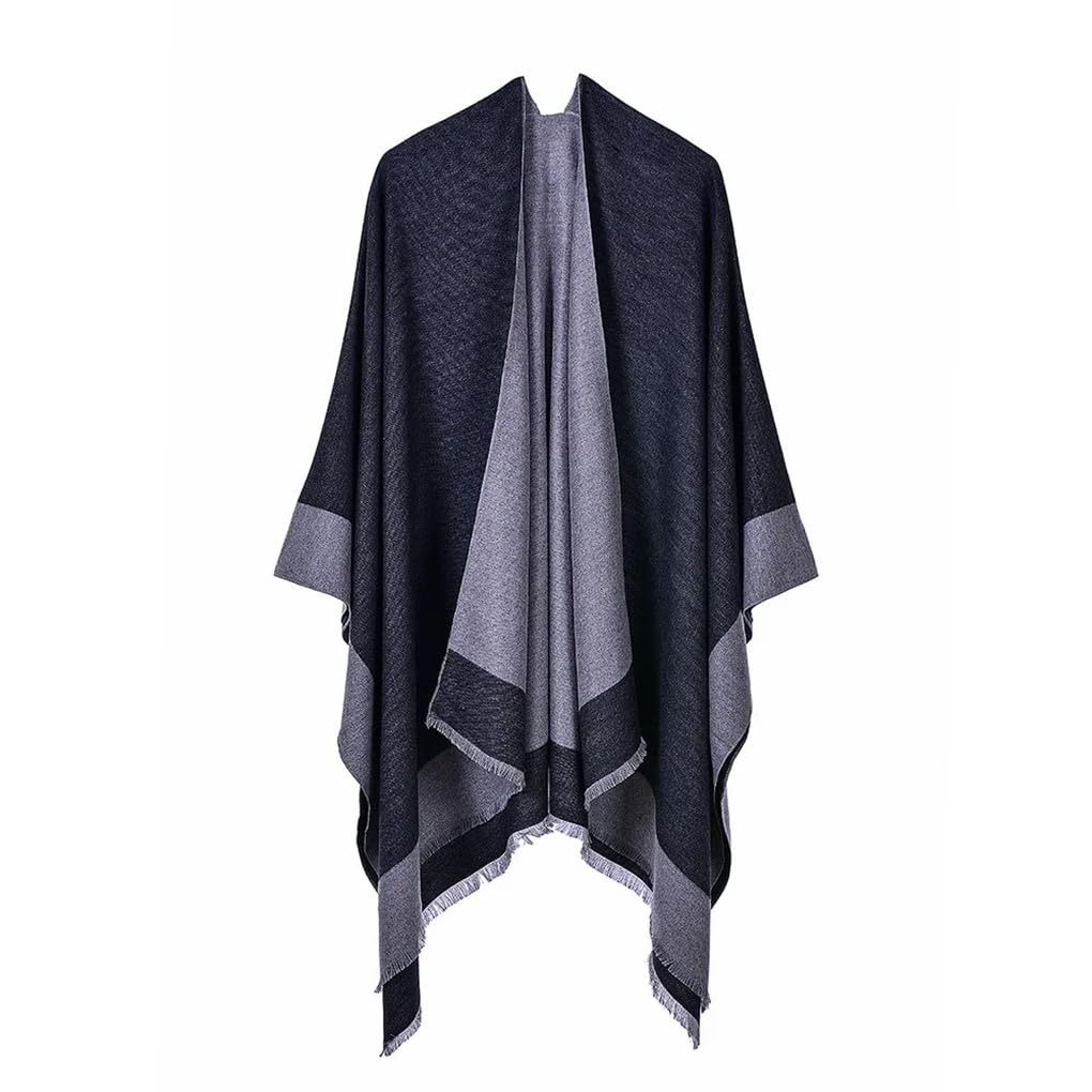 Dninmim Donne Autunno Inverno Mantelli Solido Sciarpa Versatile Caldo Nappa Maglione Scialle Mantello Poncho Cardigan