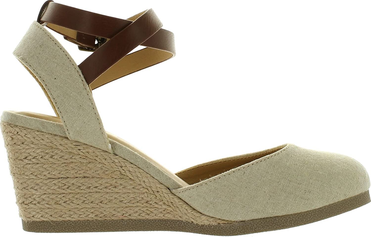 Soda Womens Request Closed Toe Espadrille Wedge Sandal