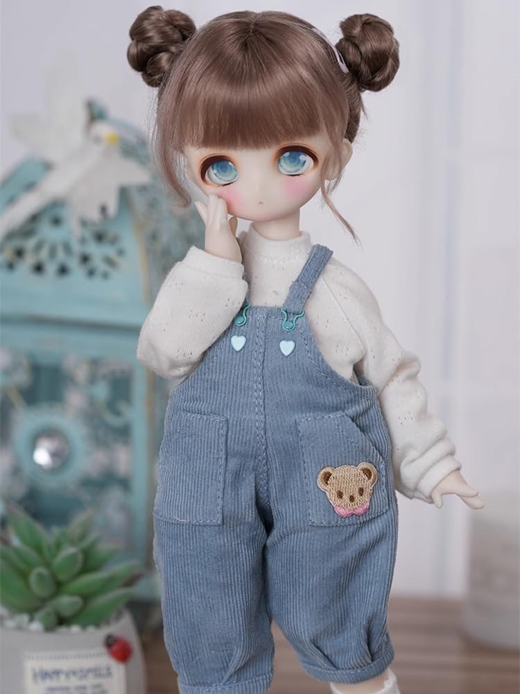 ドール用衣装(オーバーオール・ノーカラーブラウス)　1/4サイズ　ハンドメイド Amazon.co.jp: ドール用 bjd 人形のオーバーオール 服1/4 ドール