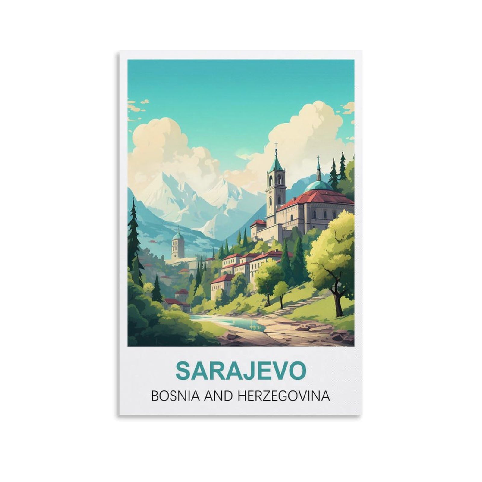 EZMLFA Diamond Art Kits Adults,Sarajevo Bosnia and Herzegovina,5D Dimond Picture, Crystal Gem Art Crafts for Boys Girls, DIY Mosaic Creations Set for Home Decor 50x60cm