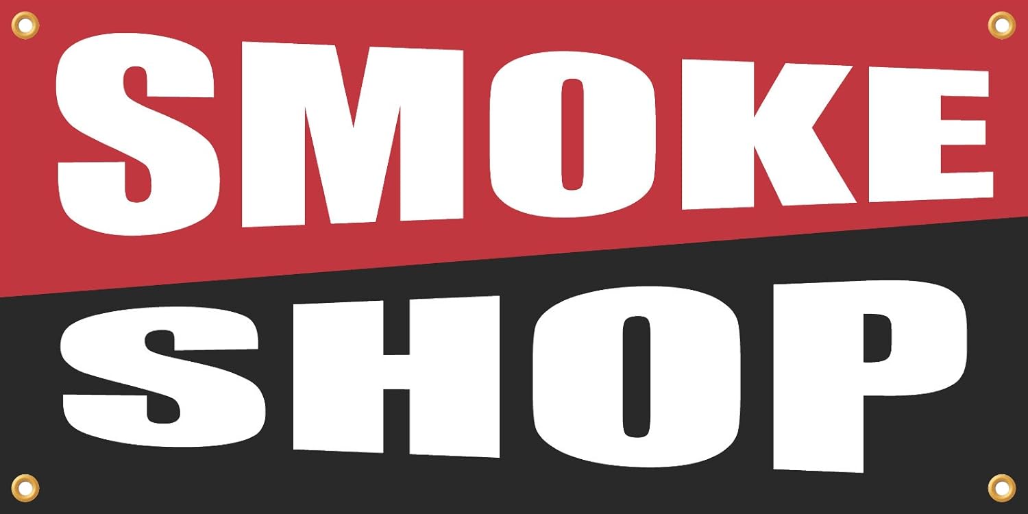 Smoke Shop | Full Color Horizontal Vinyl Display Banner with Grommets | Ready to Hang | 2’h x 4’w feet