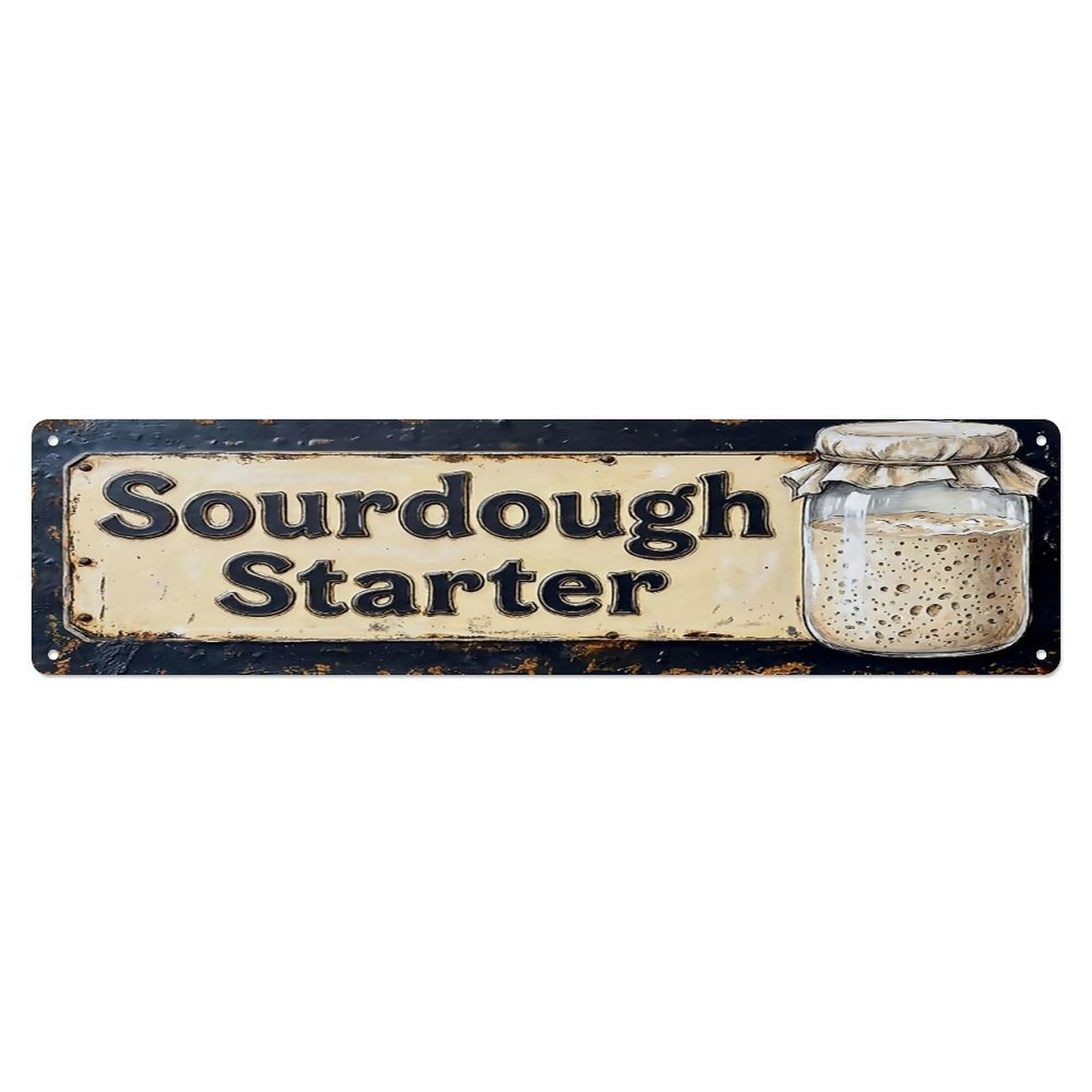 Vintage Sourdough Starter Active Farmhouse Metal Tin Sign