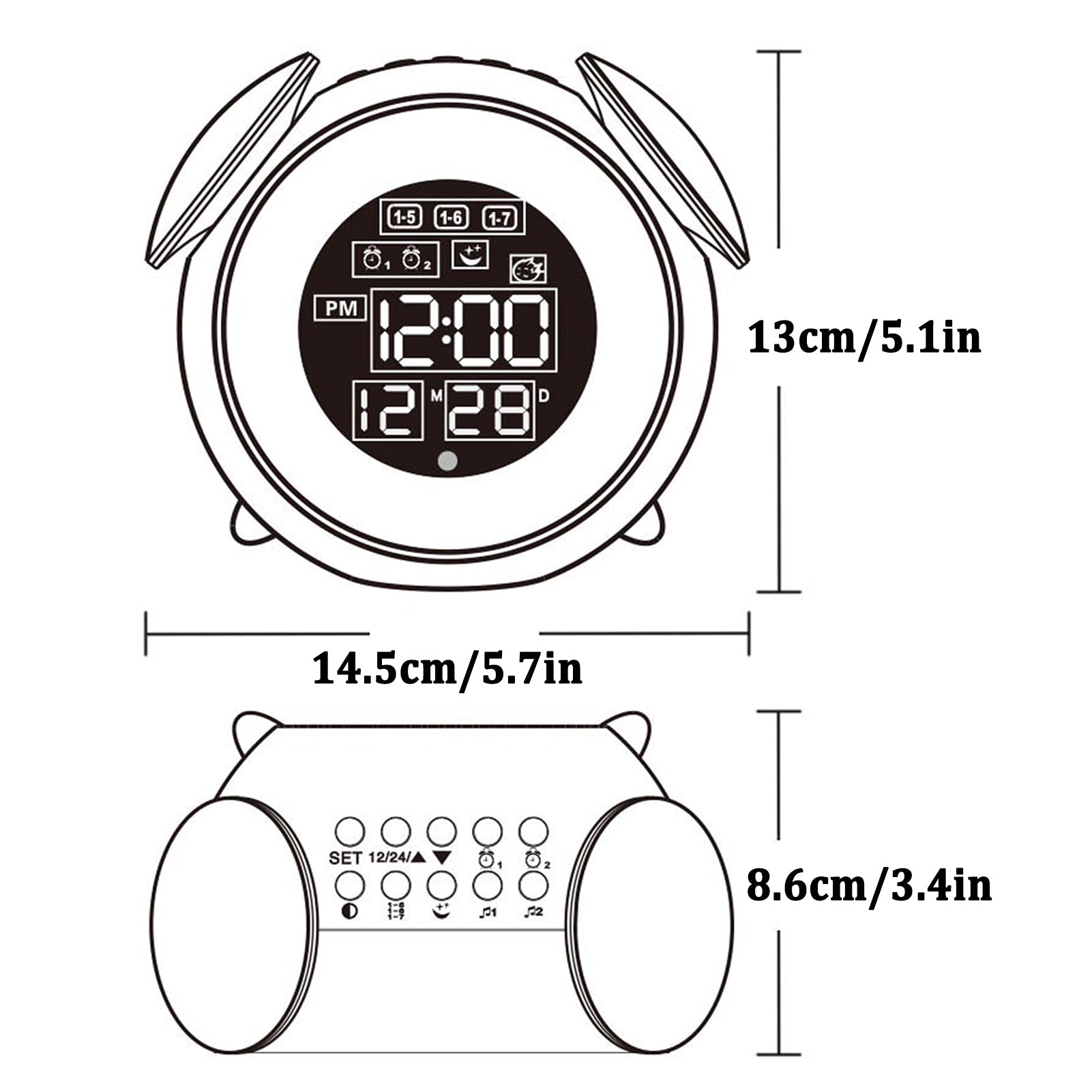 Wake-Up Light, Sveglia con Simulazione di Alba, Funzione di Aiuto al Sonno, Doppio Allarme e Snooze, per Bambini, Adulti, Camere da Letto (Color : White)