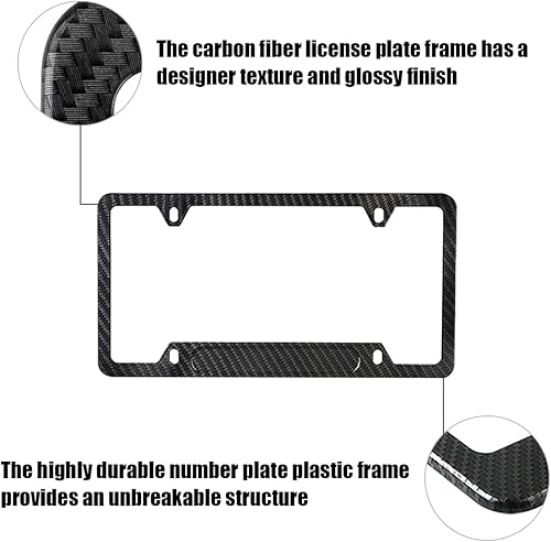 Miniatura 4 de AICEL Marco de matrícula de fibra de carbono, paquete de 2 cubiertas universales de acero inoxidable de EE. UU., soporte de soporte para placa de
