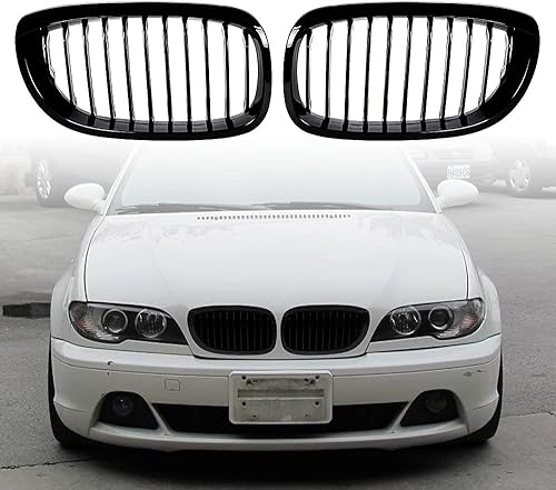 Miniatura 3 de AMOPA CORP - Rejilla de riñón deportiva frontal negra brillante compatible con 2003-2006 E46 Serie 3 Coupé convertible de 2 puertas FaceLift LCI