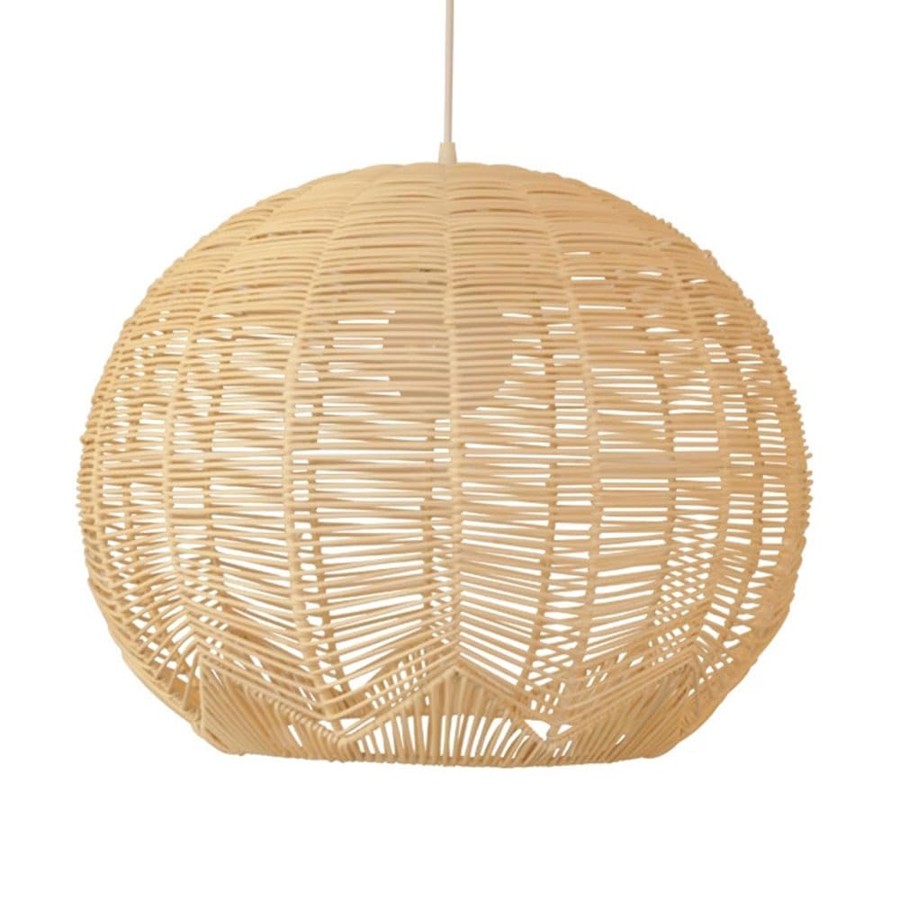 CSSYKV Boho Zen Style Tea Room Pendant Light Fixtures,19.7" Rattan Basket Adjustable Hanging Lamp Ceiling Farmhouse Kitchen Island Lights E26 Base Basket Lantern for Bedroom Dining Foyer Hallway