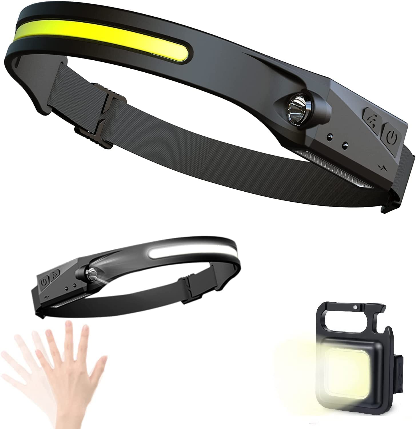 LED Headlamp Flashlight Ultra-Bright Water Resistant USB Rechargeable Headband for Camping, Hiking, Hunting, Cycling Travelling Torch Light Flash Light Torch Battery (Sensor Light + Torch)-image-4
