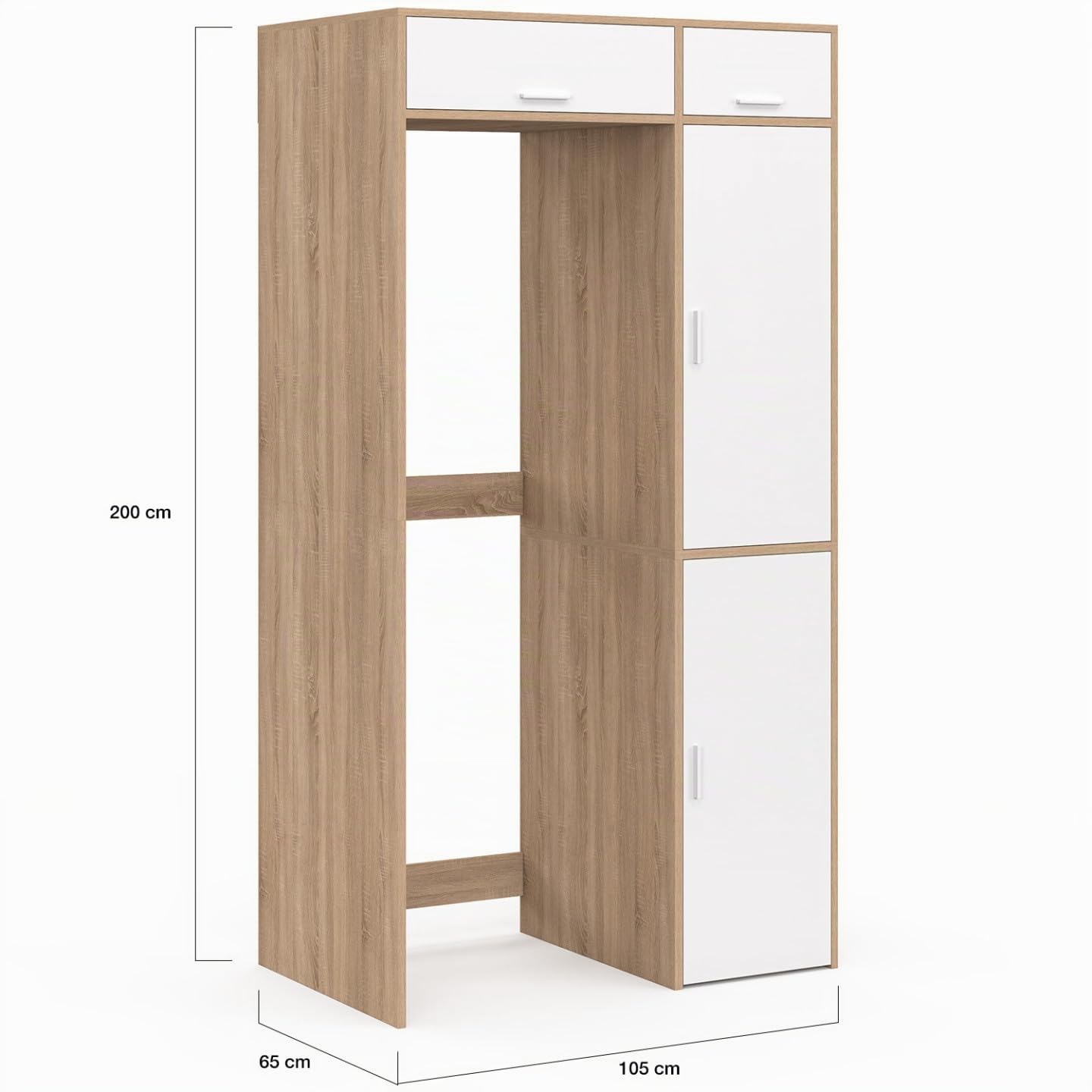 IDMarket Wallis - Mueble de lavandería, lavadora y secadora, con armario de almacenamiento, madera y blanco
