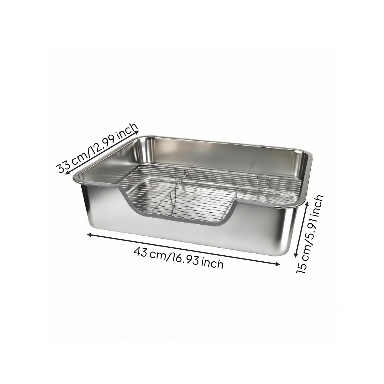 Vielseitige Edel Haustiertoilette mit Niedrigem Einstieg Und Abnehmbarem Metalleinsatz für die Tägliche Hygiene von, 43 X 33 X 15 cm, 43 X 33 X 15 cm Mit Gittergestell, Niedrige Öffnung