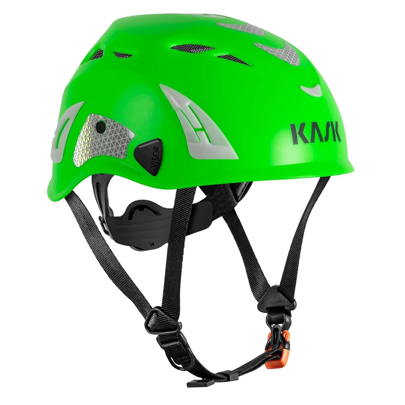 KASK Schutzhelm Superplasma HI VIZ - Arbeitsschutzhelm, Drehrad, Reflexstreifen, EN 397, Farbe:hellgrün