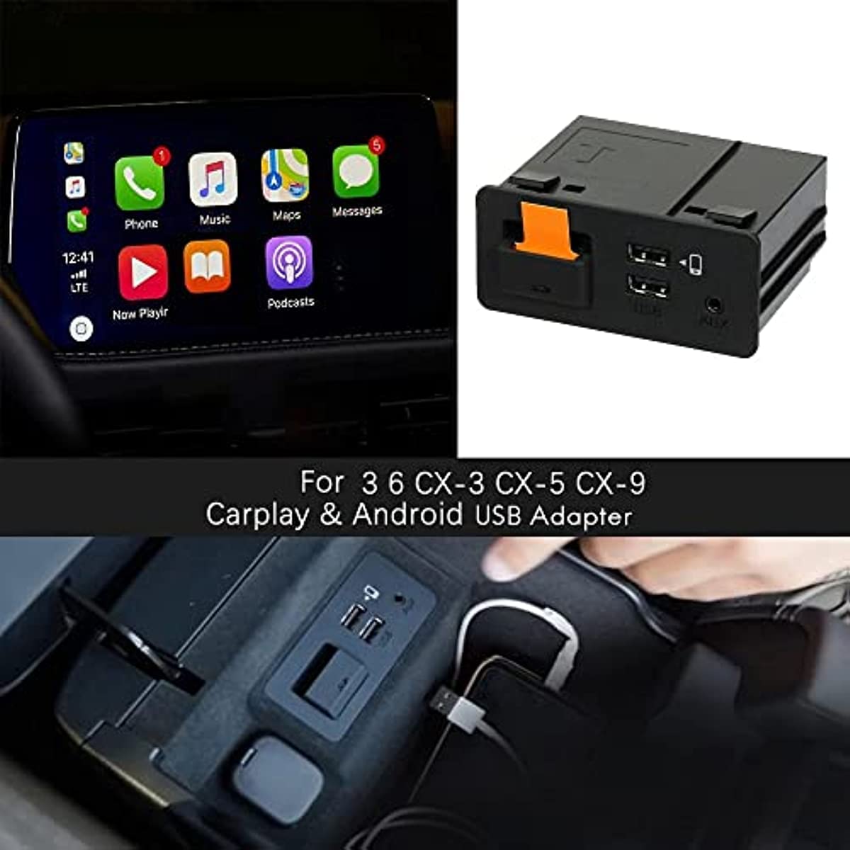 Amazon.co.jp: HARPRA Carplay車用 USB AUXアダプター ハブ 後付け 2 3