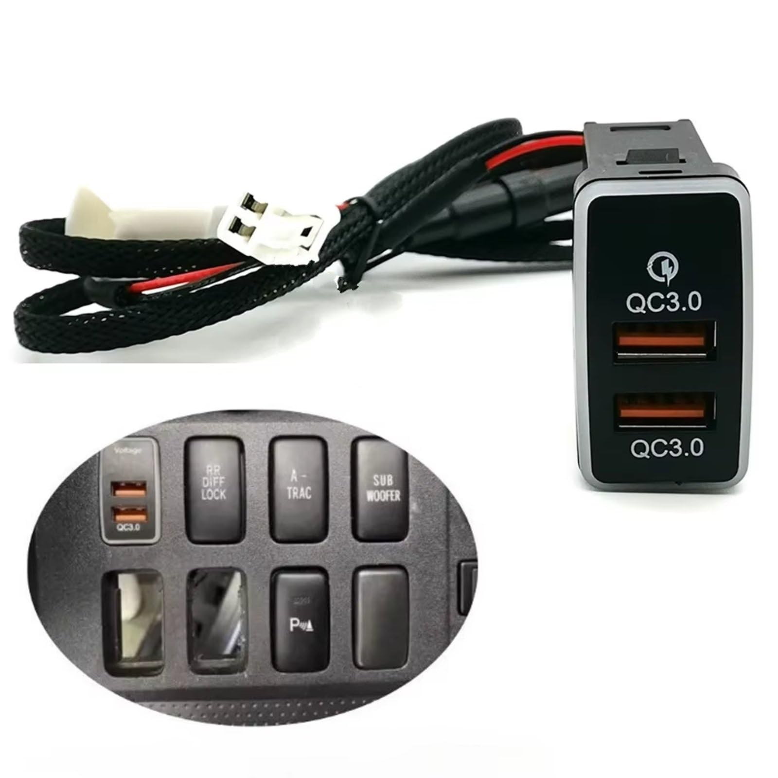 Prise USB AUX Pour Console Compatible Avec Toyota Pour Fj Cruiser Pour Prado 120 Voiture QC3.0 Double Ports De Chargeur Adaptateur Téléphone Interface USB AUX voiture