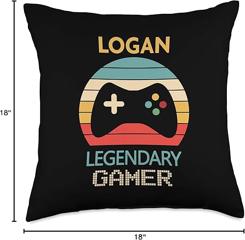 Miniatura 6 de Gamer Logan Name Gifts Logan Name Gift Gamer Decor - Almohada para niños 160 x 160in multicolor