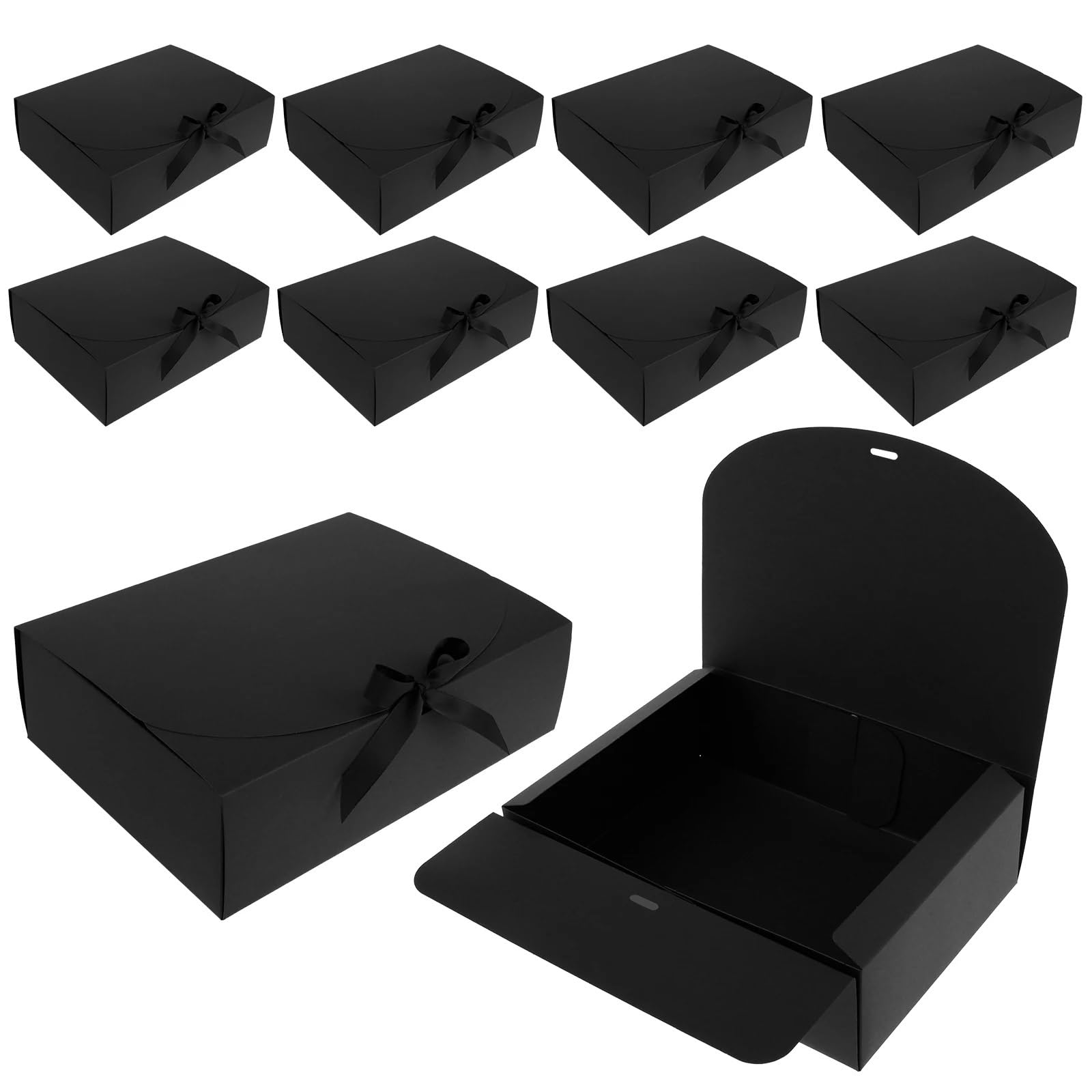 10 scatole con coperchi e Nastro di Carta Regalo Grande capacità Decorativa Festa Matrimoni Compleanno Vacanza Caramelle stoccaggio Adatto per Anniversari, Matrimoni(Black 10 PCS)