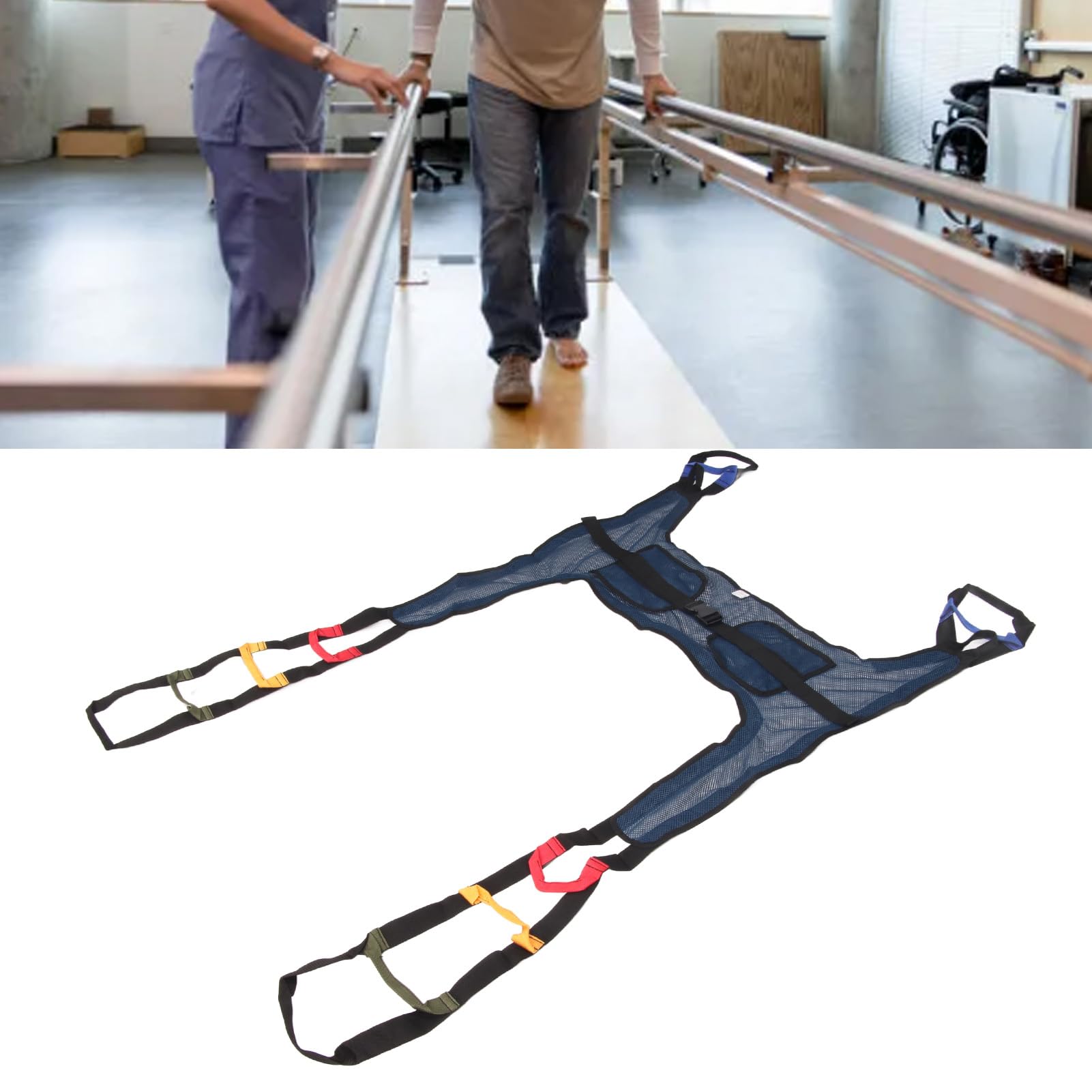 Élingue De Toilette Pour élévateur De Patient, Grande écharpe En Maille, écharpe De Toilette Rembourrée En Nylon, Aide Au Transfert Pour L'entraînement à la Marche Debout, Maille Bleu Foncé En Forme D