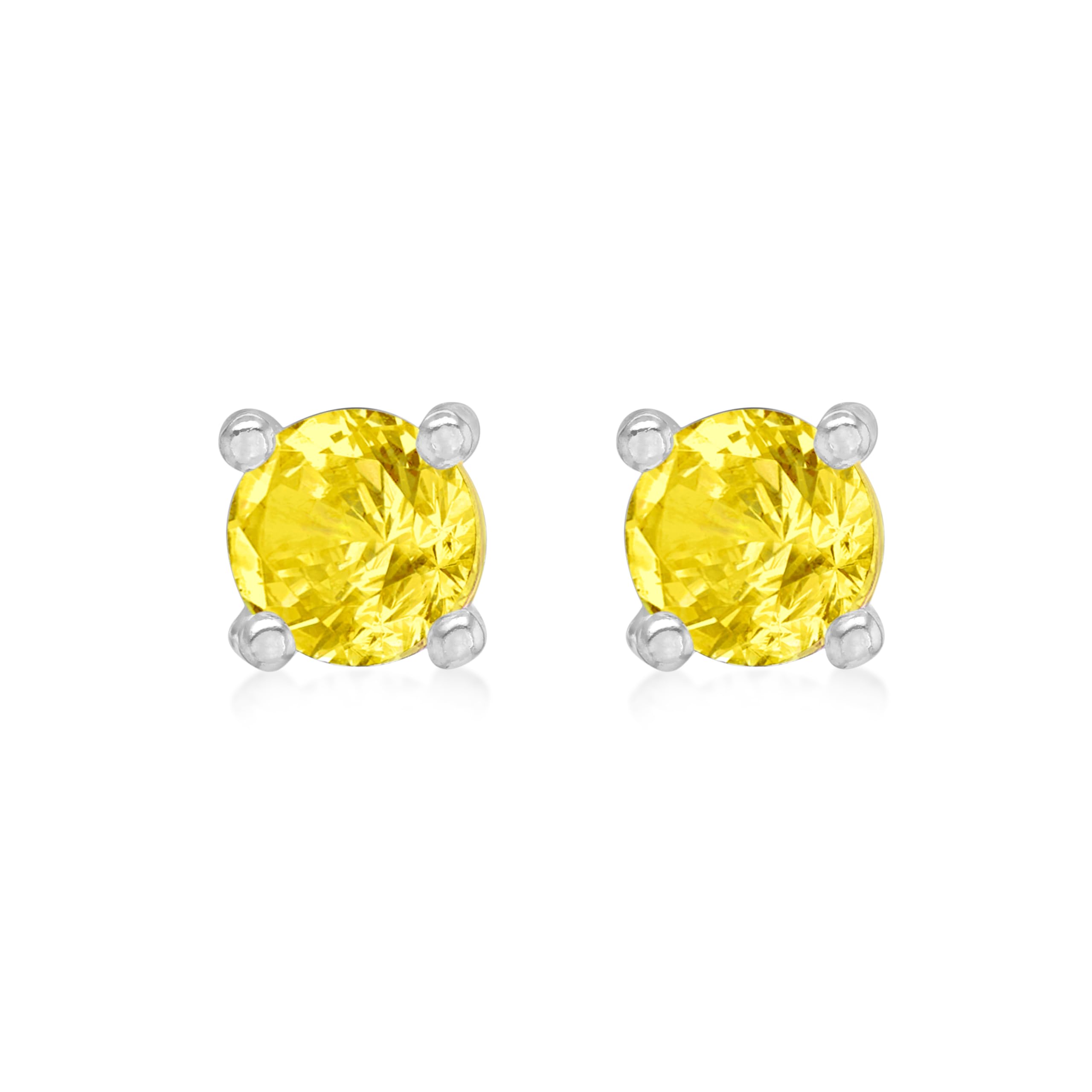 Amazon Essentials Sterling Silver Rhodium Plated Citrine CZ November Birthstone Stud Earring