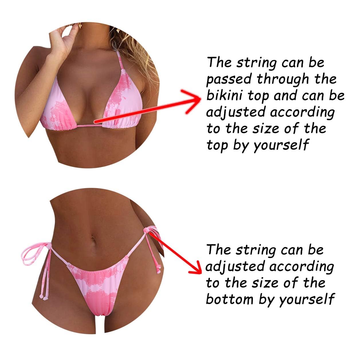MOSHENGQI Women Sexy Brazilian Bikini 2 Piece Spaghetti Strap Top Thong Swimsuit Bathing Suit