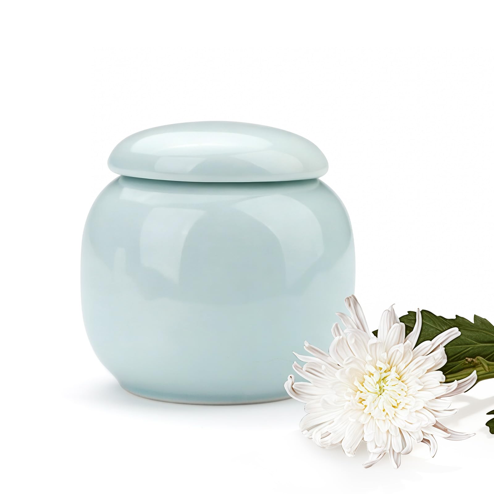 Thatyro Porcelain Small Urn for Ashes Keepsake, 2.5 In Mini Pet Cremation Urns, Decorative Pet Memorial Ashes Container Tribute for Cats Dogs Your Loved Animal Lost (light blue)