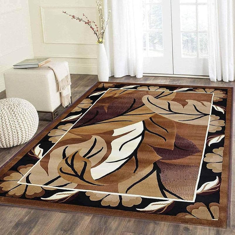 Image of Soft Thick Geometric Acrylic Washable Anti Skid Carpet. for Living Room Bedroom. Hall Size 6 x 8 feet (150X210 Cm) Gold D40